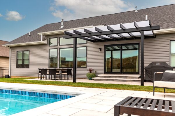 Elements 12x12 Attached Rain Proof Pergola - Black