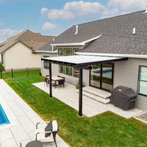 Elements 16x16 Attached Rain Proof Pergola - Black