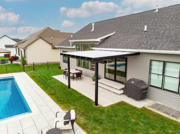 Elements 20x20 Attached Rain Proof Pergola - Black - Image 6