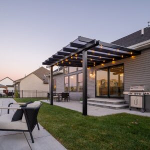 Elements 20x20 Attached Rain Proof Pergola - Black