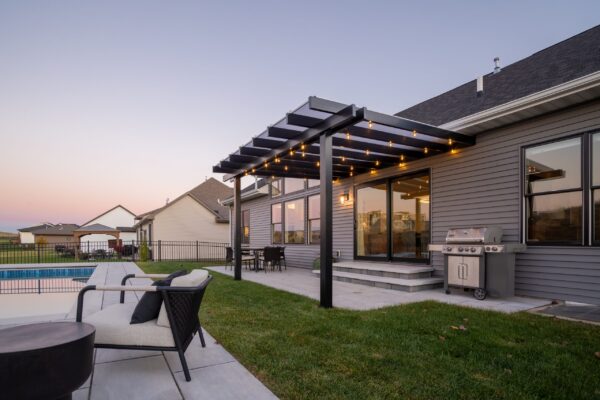 Elements 20x20 Attached Rain Proof Pergola - Black