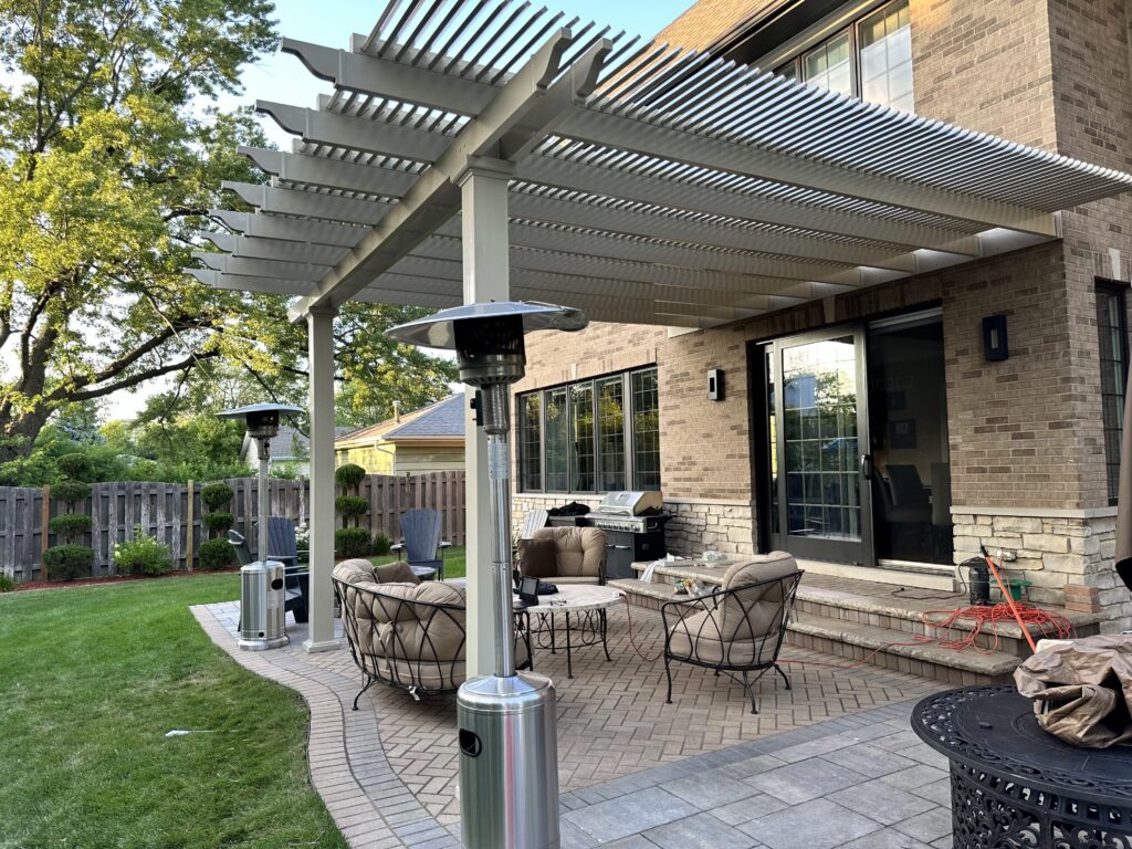 Attached patio pergola over patio door.