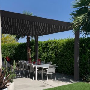 Modern 16x16 Attached Black Pergola