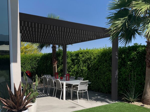 Modern 16x16 Attached Black Pergola