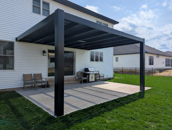 Modern 12x12 Attached Black Pergola