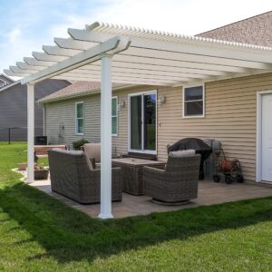 Traditional 12x12 Attached White Pergola