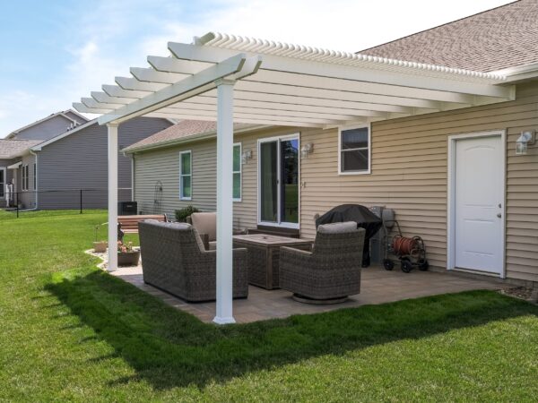 Traditional 12x12 Attached White Pergola