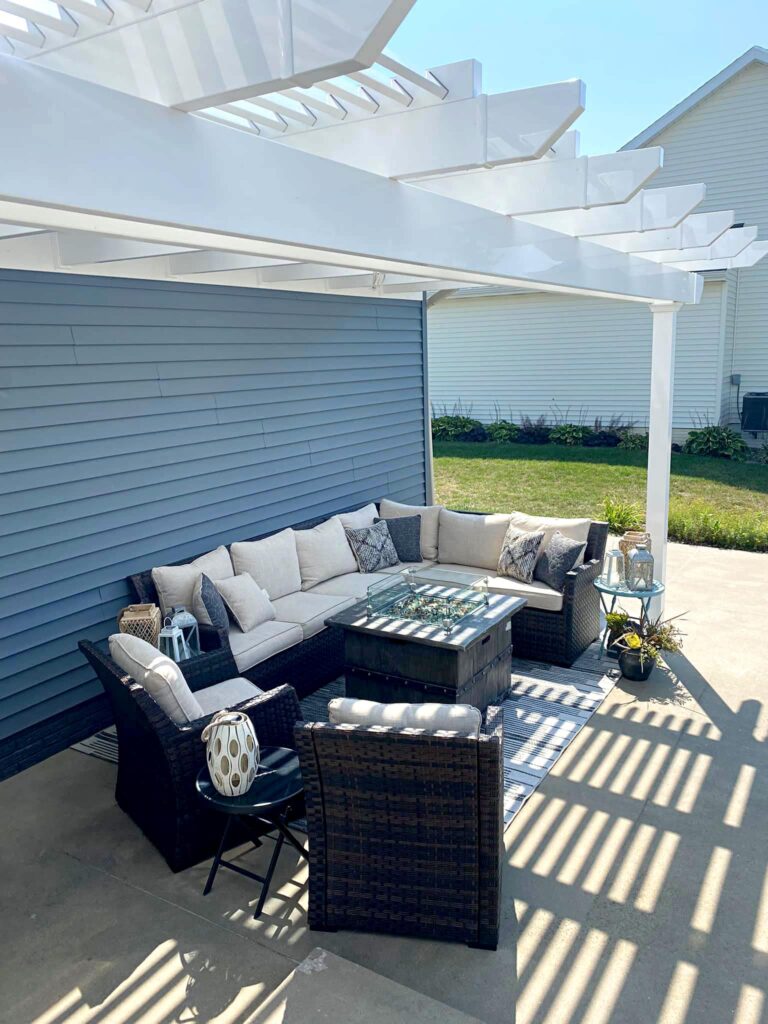 Shallow attached pergola over back patio