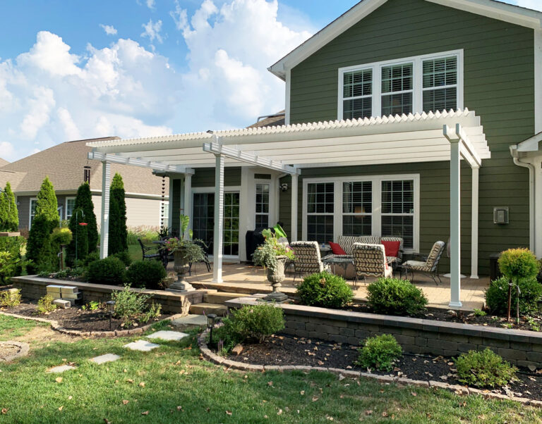 Large pergola over a raised patio