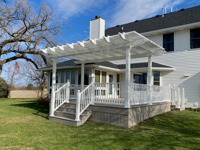 Freestanding pergola over a deck