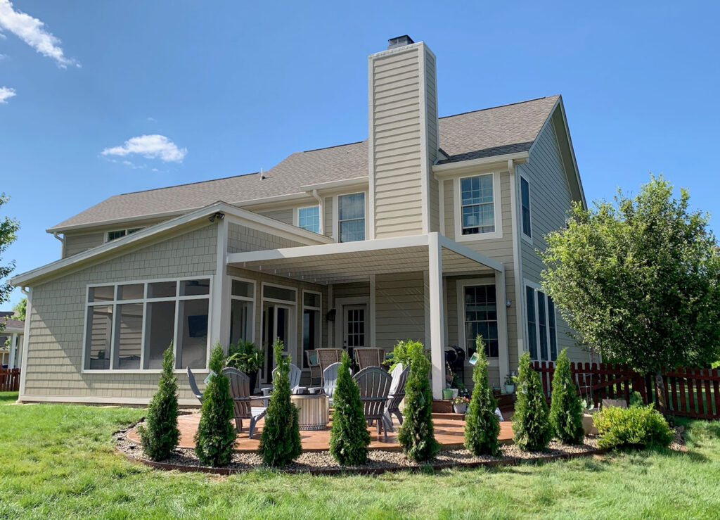 Modern attached pergola over a patio